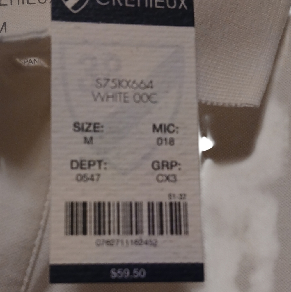 Cremieux - NWT White Polo W/Pocket, Short Sleeve, 92% Cotton, 8% Spandex, Size M - Picture 10 of 10